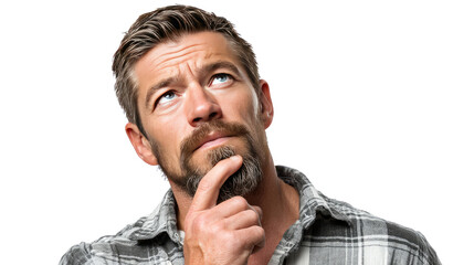 Thoughtful Contemplation: A mature man is lost in thought, his expression reveals the depth of introspection and pondering.