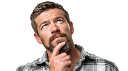 Thoughtful Contemplation: A mature man is lost in thought, his expression reveals the depth of introspection and pondering.