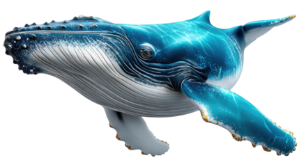 Majestic Humpback Whale in the Ocean: A detailed view of a beautiful humpback whale in the water. Emphasizing the beauty of sea creatures, showcasing marine life, and inspiring admiration for nature.