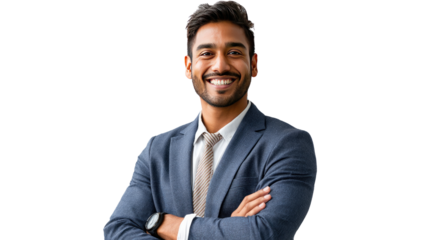 Confident Professional: A charismatic business person, exudes confidence with crossed arms, embodies professionalism and a winning attitude. A portrait of success and a can-do spirit.