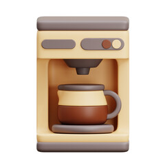 3D illustration coffee maker brown and cream. Perfect for illustrating morning routines