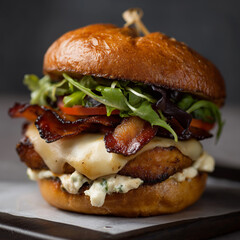chicken burger with french fries