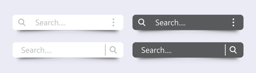 Search bar vector. Internet browser search engine. Search boxes with shadow on white background - stock vector.
