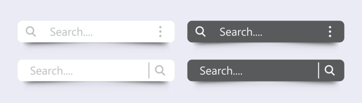 Search bar vector. Internet browser search engine. Search boxes with shadow on white background - stock vector.
