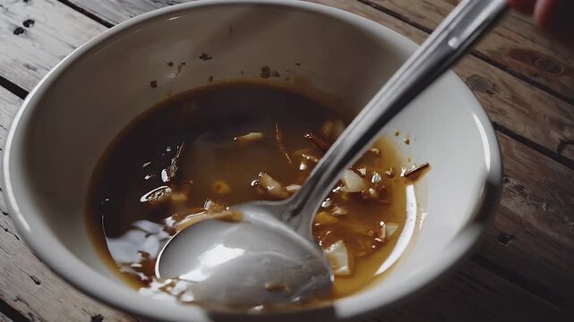 With a touch of grain for cinematic mood a bowl of aromatic sup tulang beef soup is placed on a table this 4K slow cooked dish is rich with Malaysian spices offering a sensory food visual