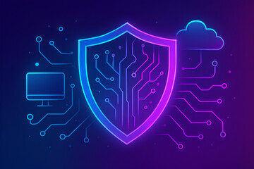 Fototapeta premium Futuristic Neon Cybersecurity Abstract Background