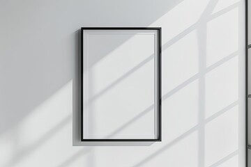 Flawless Picture of Black Frame Mockup Hanging on White Wall Isolated on Clean Background