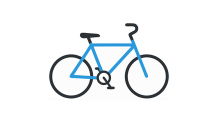 Fototapeta premium Stylish blue bicycle graphic illustration against plain white background minimalist design concept showcasing a sleek and modern two wheeled