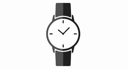 Minimalist Watch Graphic with Classic Design and Grey Tones Represents Punctuality and Elegant Timelessness