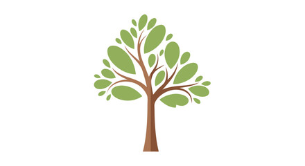 Obraz premium Stylized Arboreal Icon: An Isolated Tree Illustration on Pristine White Backdrop, Graphic Tree Logo Concept, Nature Symbolism and Design