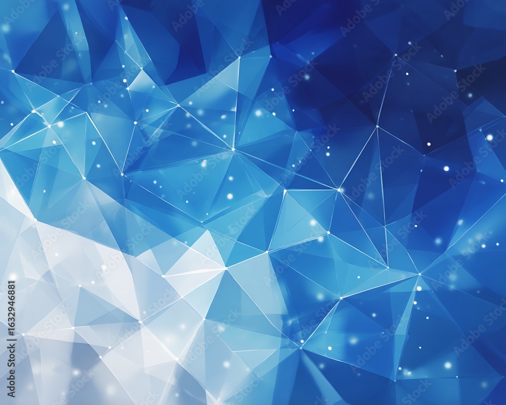 Poster abstract blue and white triangular geometric pattern