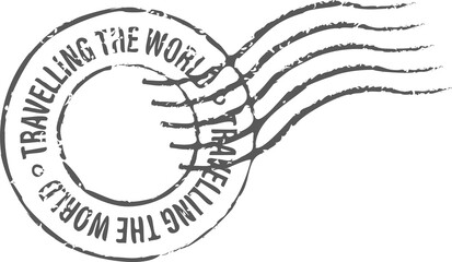 Flat stamp is featuring dual concentric rings and wavy cancellation lines on transparent background