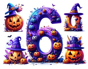  number 6 on a white background for Halloween.