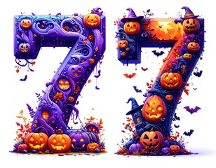 number 7 on a white background for Halloween