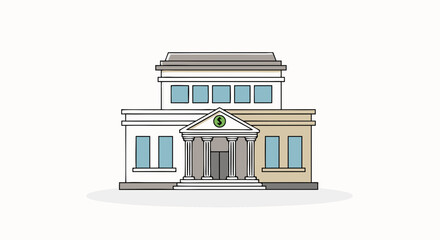 Minimalist bank building illustration representing stability and financial security in a modern design showcasing the importance of secure financial