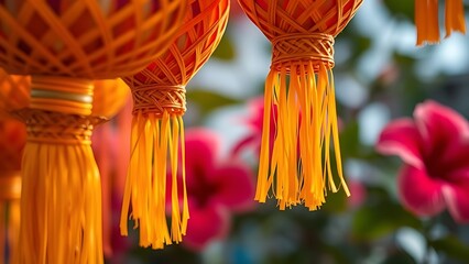 Indonesian Independence Day traditional batik fabric crimson ivory geometric patterns