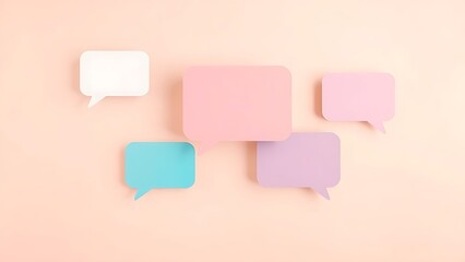 Abstract pastel speech bubbles floating for feedback concept
