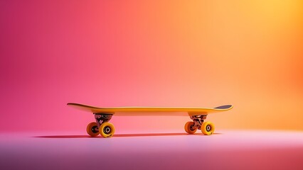 Neon gradient skateboard on dynamic studio angle