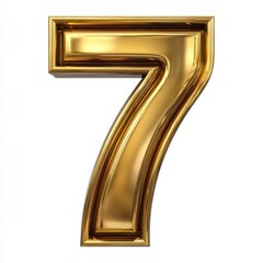 Shiny gold number seven balloon isolated on white background