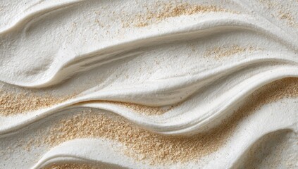 Close-up of swirled white frosting with light brown sprinkles