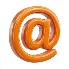 Glossy orange at symbol icon on white background