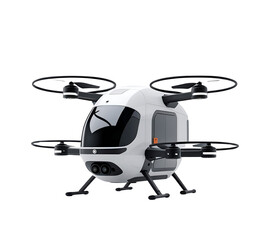 Isolated, white drone presents clean, smooth style. Lighting is even. Use for technology presentations, product photography, branding, or posters.