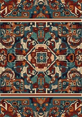 Intricate geometric pattern with vibrant earth tones for textile design or background texture