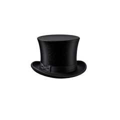 Classic Black Top Hat Isolated on Transparent background for Costume Use