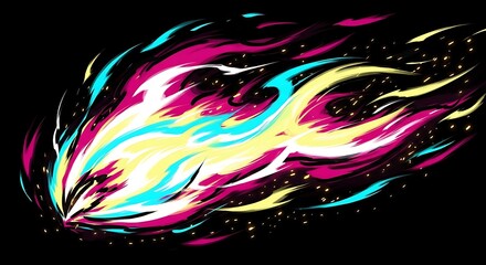 Fototapeta premium Abstract vibrant comet tail illustration, dynamic design element