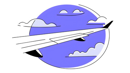 Obraz premium airplane wing above clouds view from airplane window a blue sky and clouds