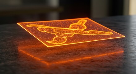 Illuminated abstract graphic on dark surface
