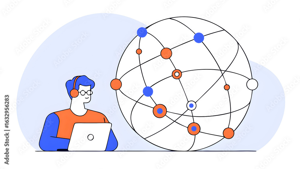 Poster digital technology global business network connection data analysis social media marketing digital s