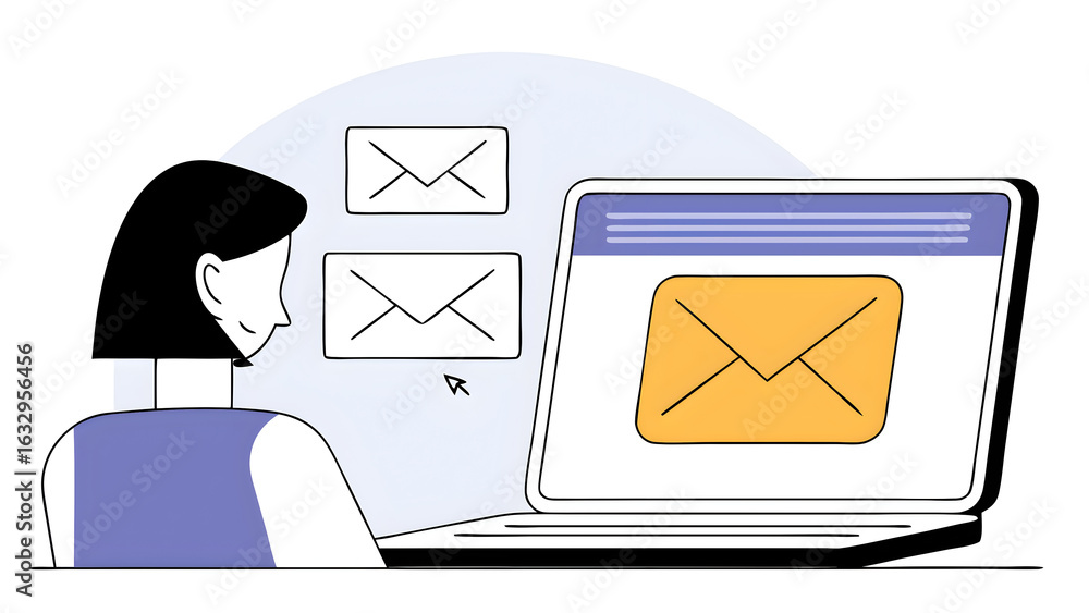 Aufkleber email marketing concept person reading e-mail on laptop computer receive new message with electronic