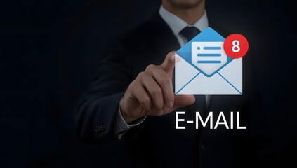 New email notification concept for business e-mail communication and digital marketing. Inbox receiving electronic message alert. business people touch on email in virtual screen. internet technology.