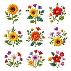 Obraz premium Colorful Floral Arrangement with Various Flower Styles and Types