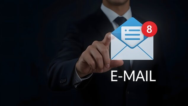 New email notification concept for business e-mail communication and digital marketing. Inbox receiving electronic message alert. business people touch on email in virtual screen. internet technology. - Powered by Adobe