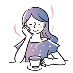 お茶を飲む女性