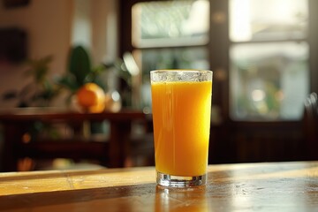 Flawless Picture of a Glass of Orange Juice is on a Table