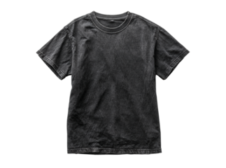 Black acid wash cotton t shirt mockup isolated on black background, Isolated On White, Transparent Background, Png Cut Out