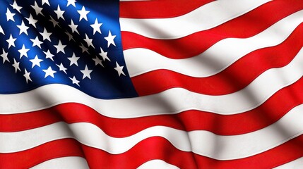Waving American Flag Close up View of Red White and Blue Stripes and Stars