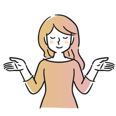 手を拡げる　女の人