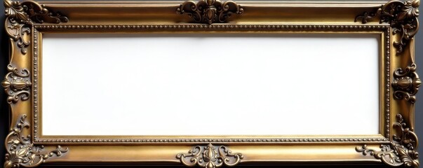 Ornate bronze square frame, wide carved detail, blank canvas insert , antique, ornate
