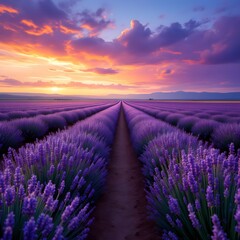 Obraz premium lavender field at sunset