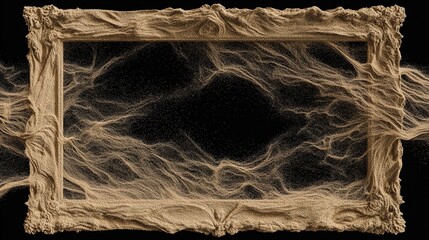 Ornate frame overrun with wispy filaments against a solid black background