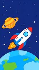 Colorful space rocket launch