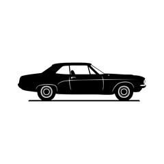 Fototapeta premium Classic Car Silhouette: A sleek, monochrome silhouette of a classic car showcases its timeless design, evoking nostalgia for a bygone era of automotive elegance.