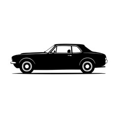 Fototapeta premium Classic Car Silhouette: A sleek, black classic car, exuding vintage charm and timeless design, is isolated, showcasing its iconic profile against the backdrop.