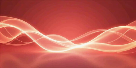 Abstract red background with smooth swirling waves of light and lines