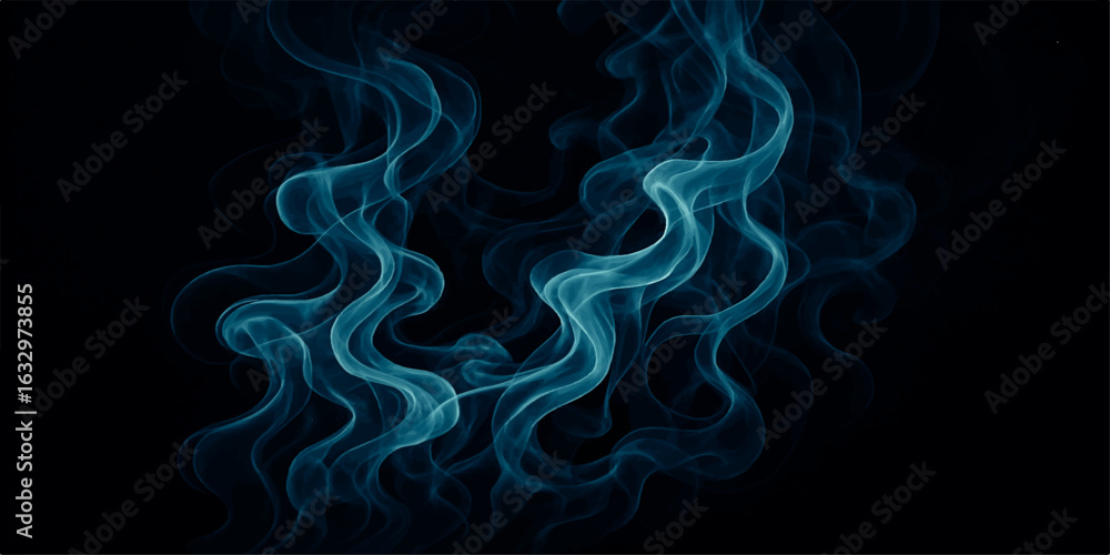 Aufkleber abstract flowing smoke pattern on black background with light and flame effect