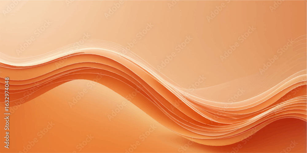 Poster abstract orange vector background with flowing waves and light design